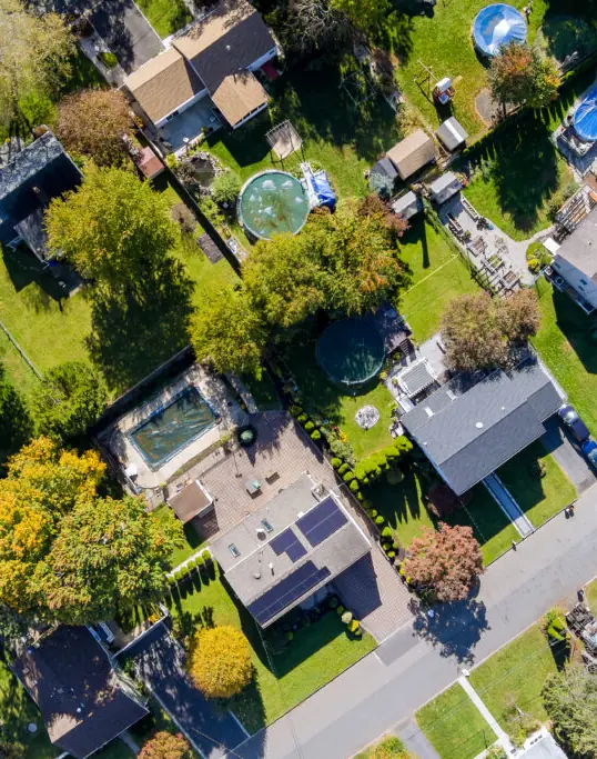 Aerial view of an American town